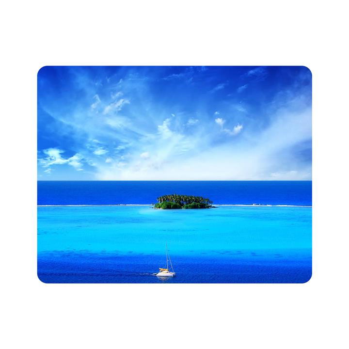 ماوس پد اطلس آبی طرح دریا و آسمان و قاق و جزیره مدل T1215